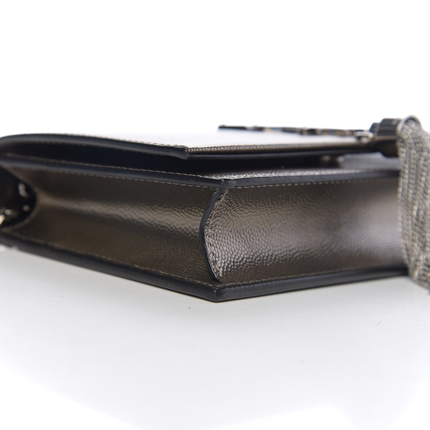 Saint Laurent Grain De Poudre Classic Monogram Kate Tassel Chain Wallet Piombo 7 of 9