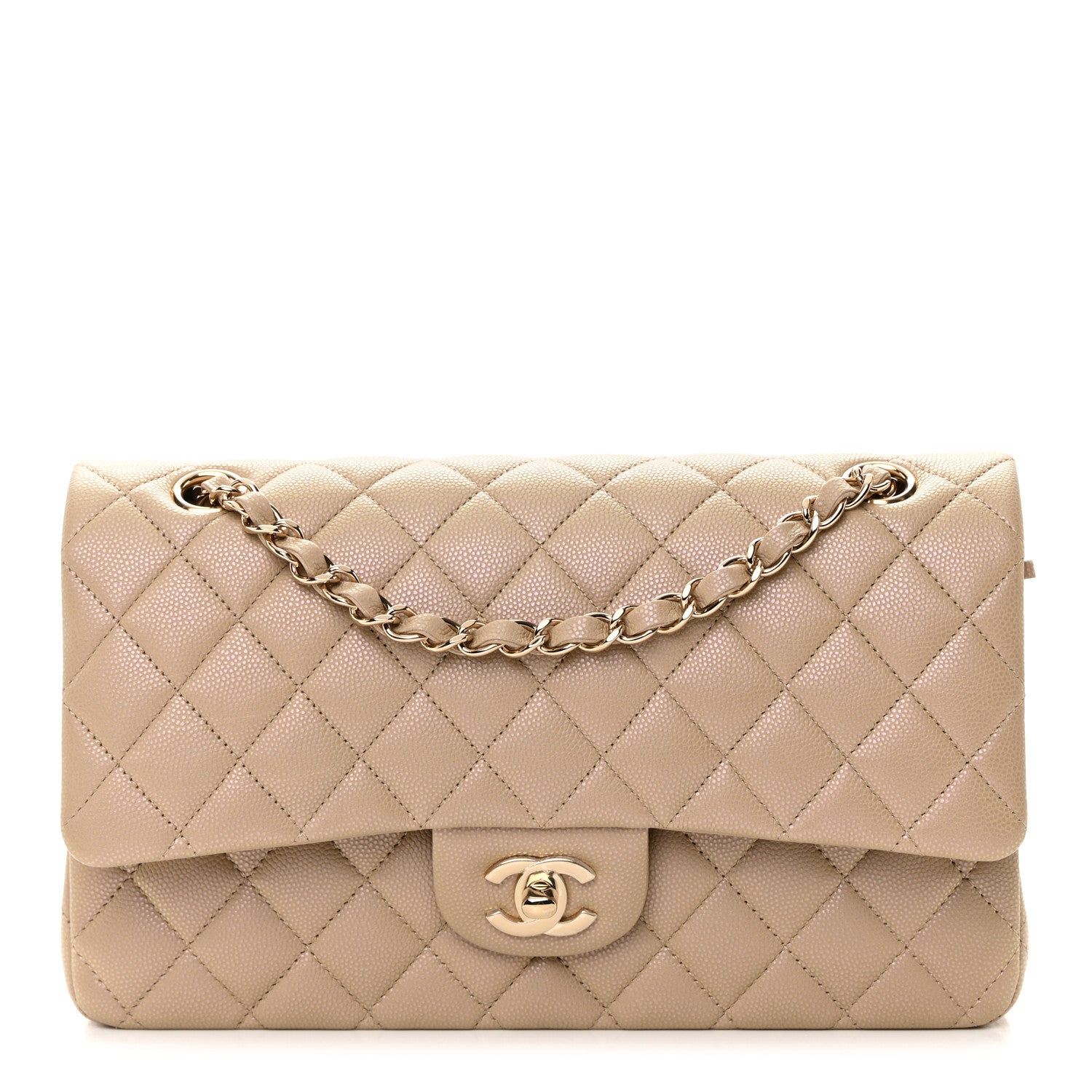 Chanel Iridescent Caviar Quilted Medium Double Flap Dark Beige 1 of 11