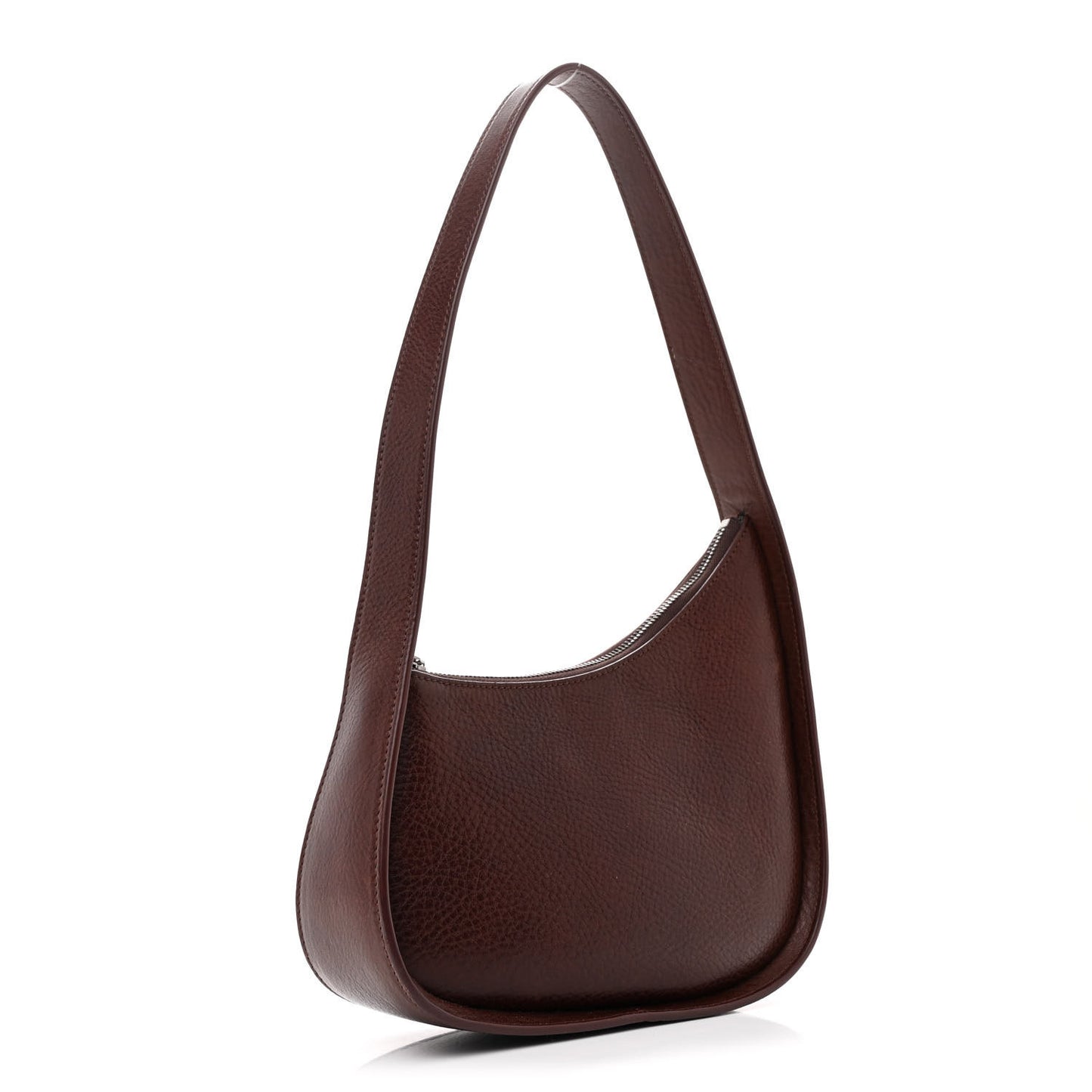 Grained Calfskin Half Moon Shoulder Bag Burnt Wood