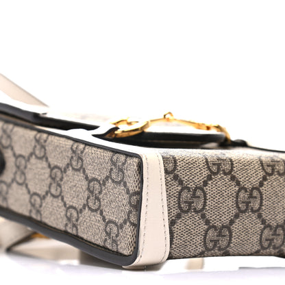 Gucci GG Supreme Monogram Azalea Calfskin Mini Horsebit 1955 Crossbody Bag Beige Ebony Mystic White 8 of 9