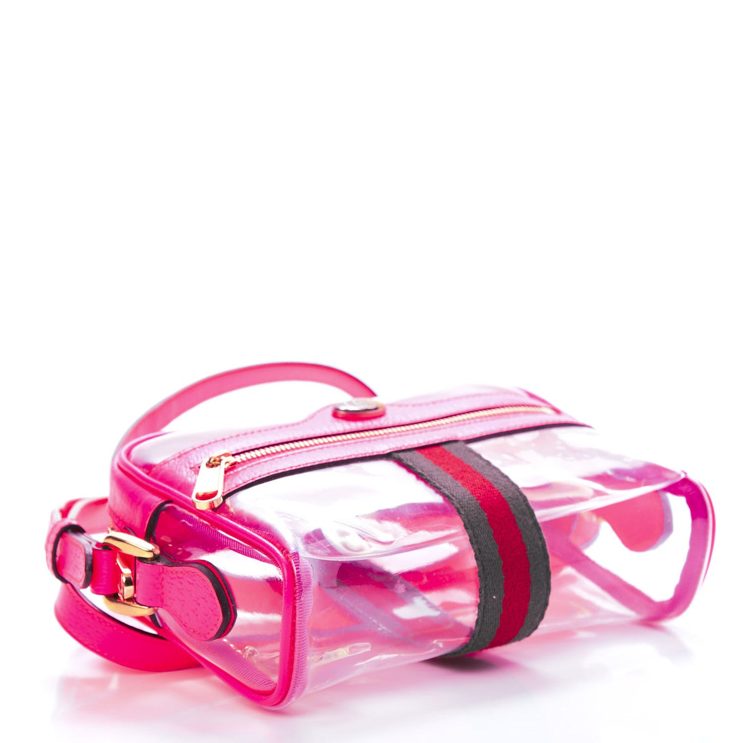 Vinyl Web Mini Ophidia Transparent Shoulder Bag Fluorescent Fuchsia
