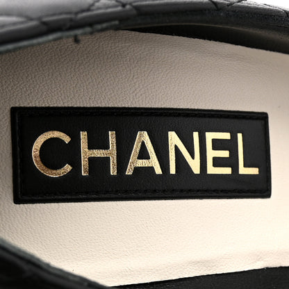 Chanel Lambskin Patent Quilted CC Cap Toe Pumps 38 Black 7 of 11