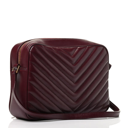 Saint Laurent Calfskin Matelasse Monogram Lou Camera Bag Dark Legion Red 3 of 9
