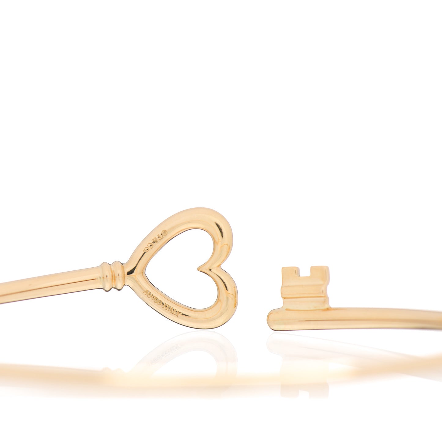 18K Yellow Gold Wire Heart Key Bracelet