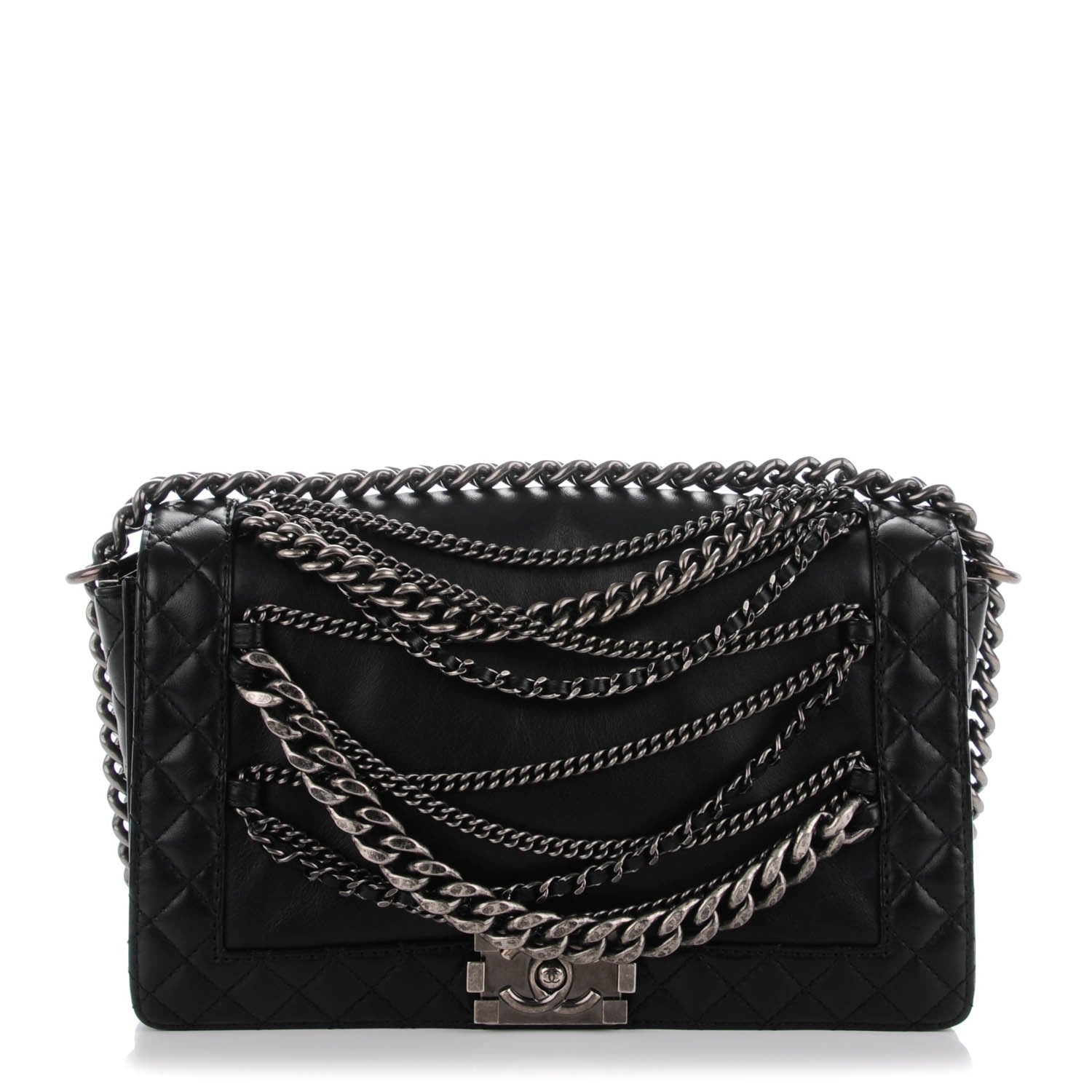 Chanel Calfskin Enchained Medium Boy Flap Black 1 of 7
