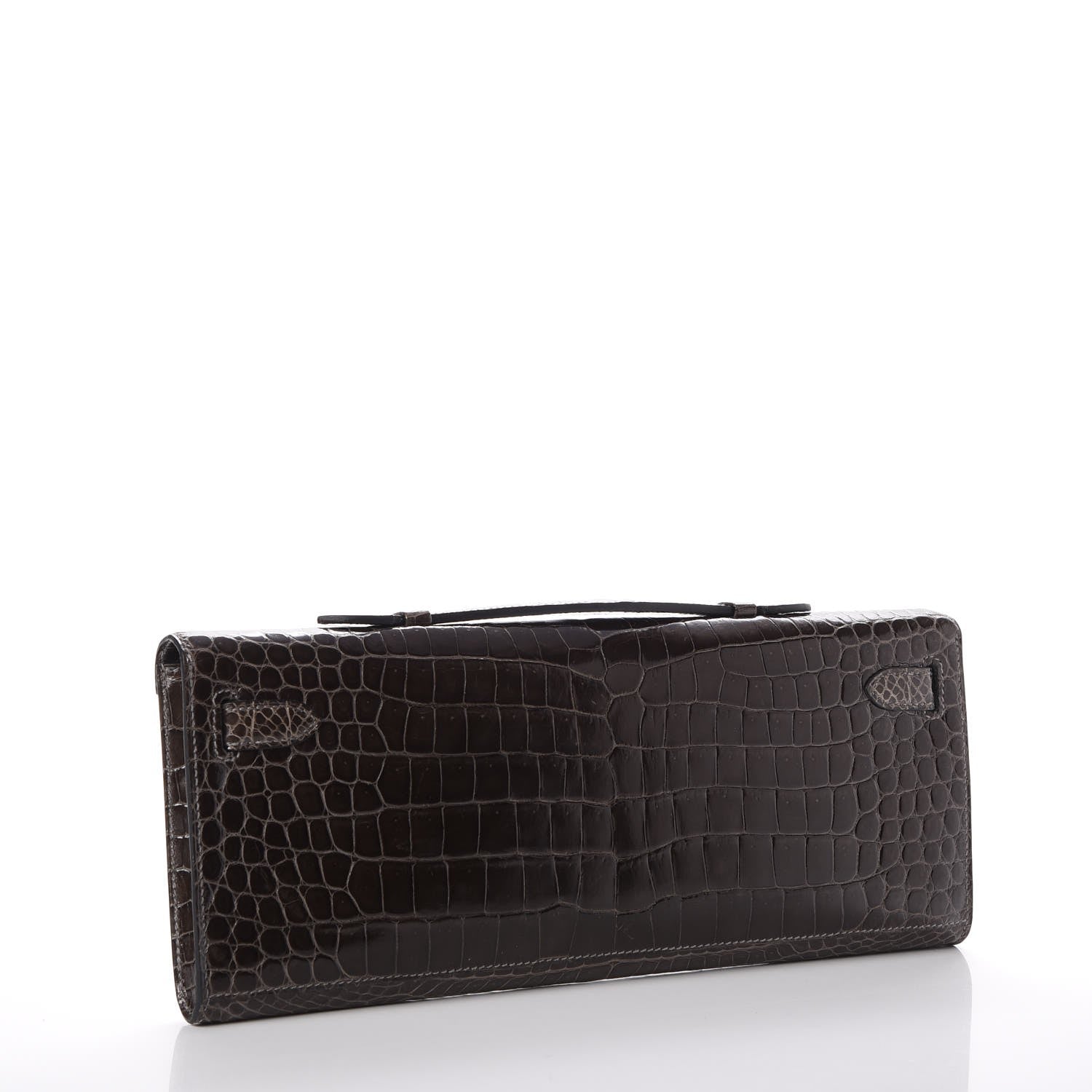 Hermes Shiny Porosus Crocodile Kelly Cut Pochette Graphite 3 of 7