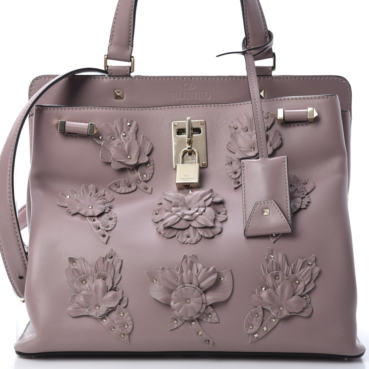 Vitello Floral Embroidered Medium Joylock Satchel Lipstick