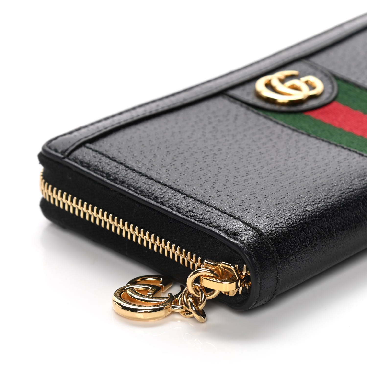 Gucci Calfskin Web Ophidia Zip Around Wallet Black 6 of 9