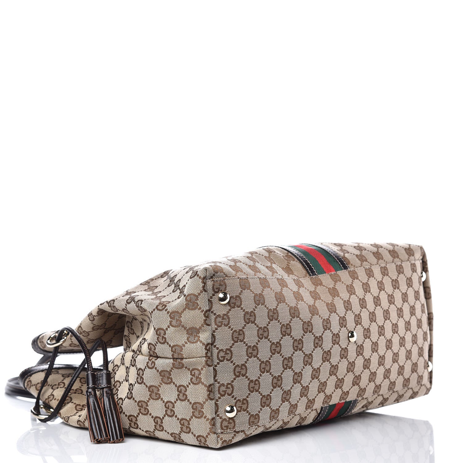Gucci Monogram Vintage Web Large Tassel Tote Brown 4 of 11