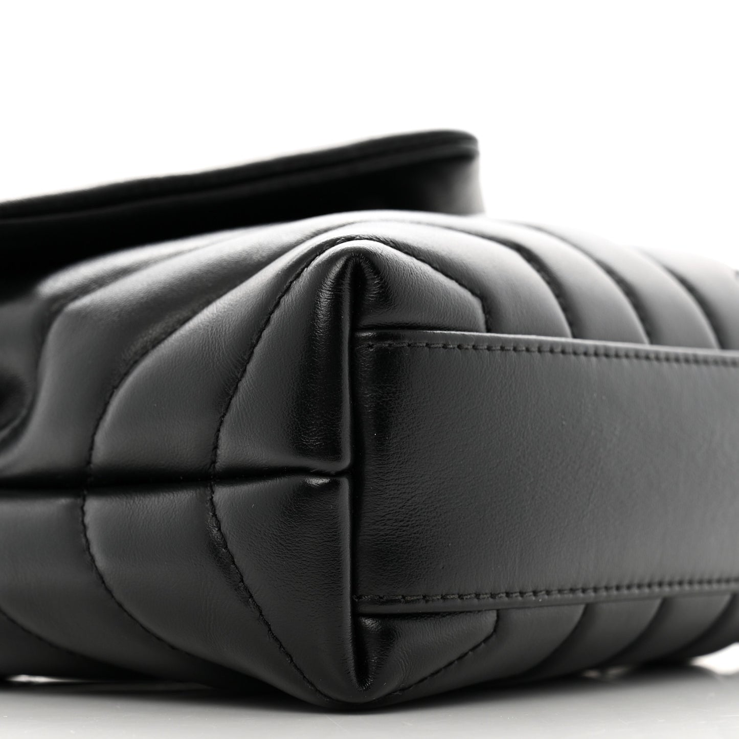 Calfskin Y Quilted Monogram Monochrome Toy Loulou Crossbody Bag Black