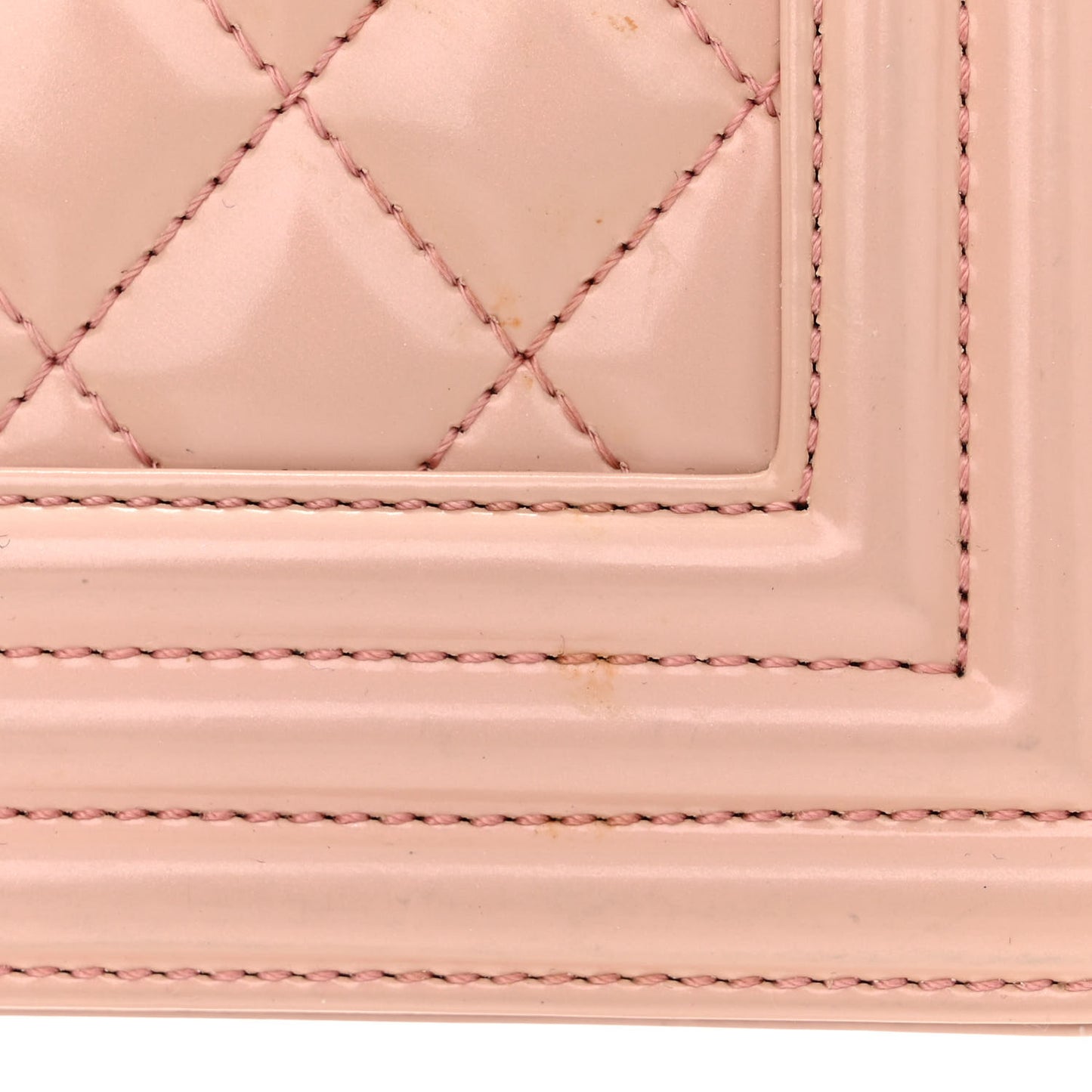 Patent Calfskin Quilted Medium Boy Flap Beige