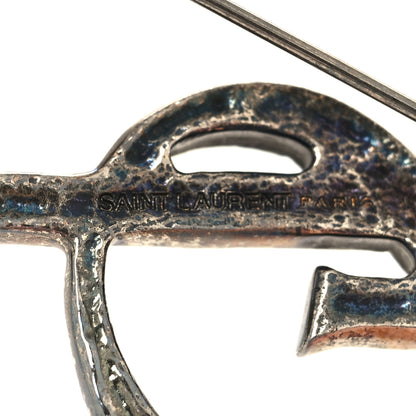 Saint Laurent Monogram Crocodile Opyum Brooch Silver 3 of 3