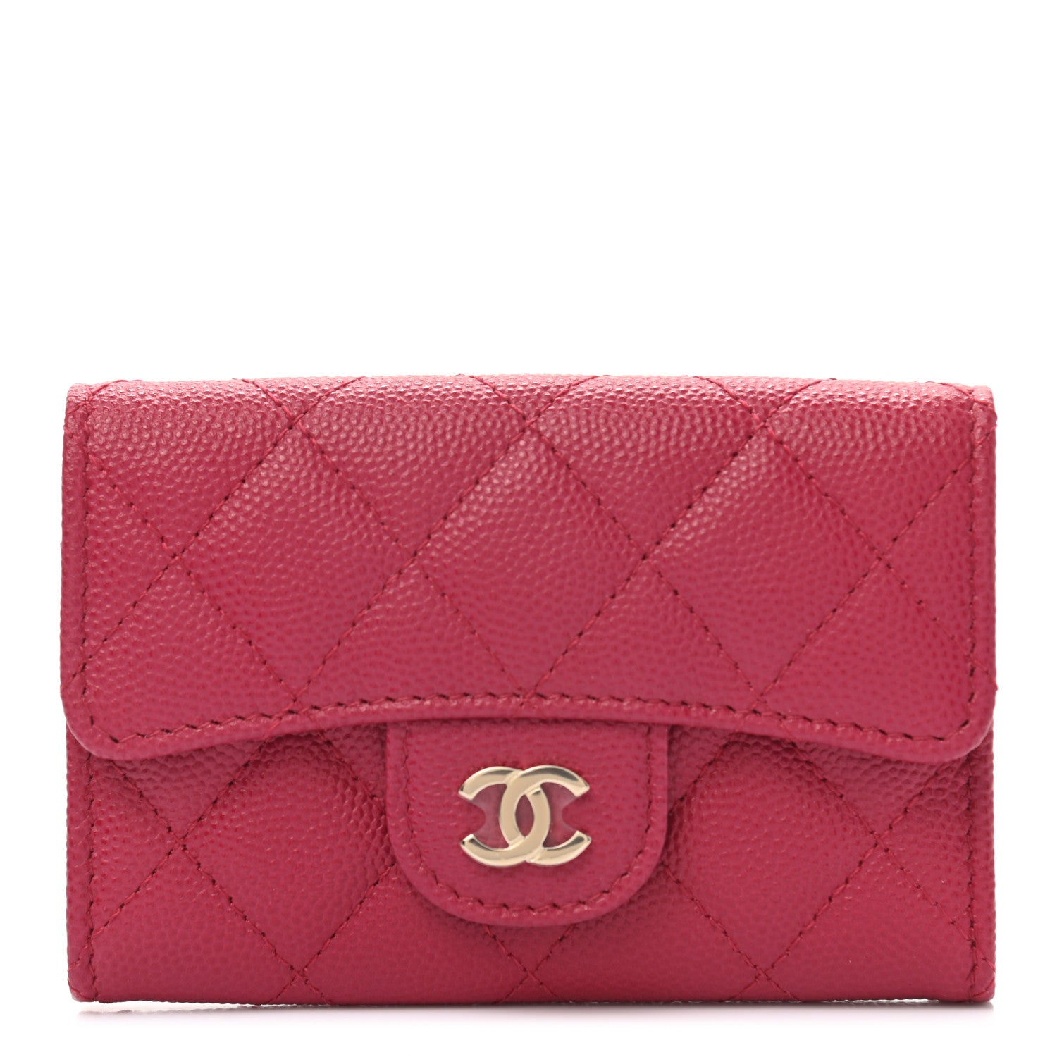 Chanel Caviar Quilted Flap Card Holder Wallet Dark Pink 1 of 11