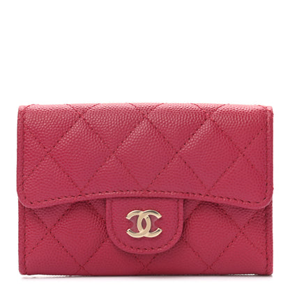 Chanel Caviar Quilted Flap Card Holder Wallet Dark Pink 1 of 11