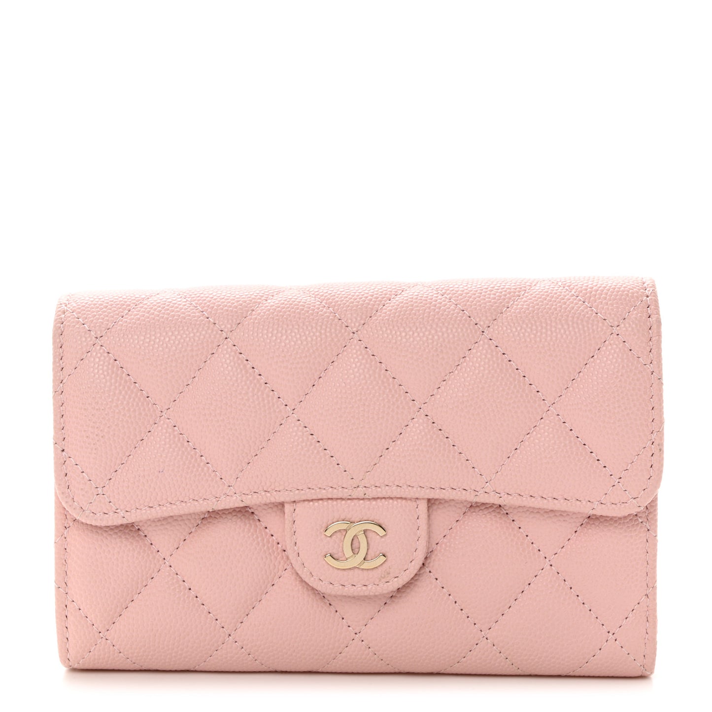 Caviar Quilted Medium Flap Wallet Light Pink