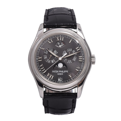 Patek Philippe Platinum Alligator 37mm Annual Calendar Moonphase Automatic Watch Black 5056P-001 1 of 12