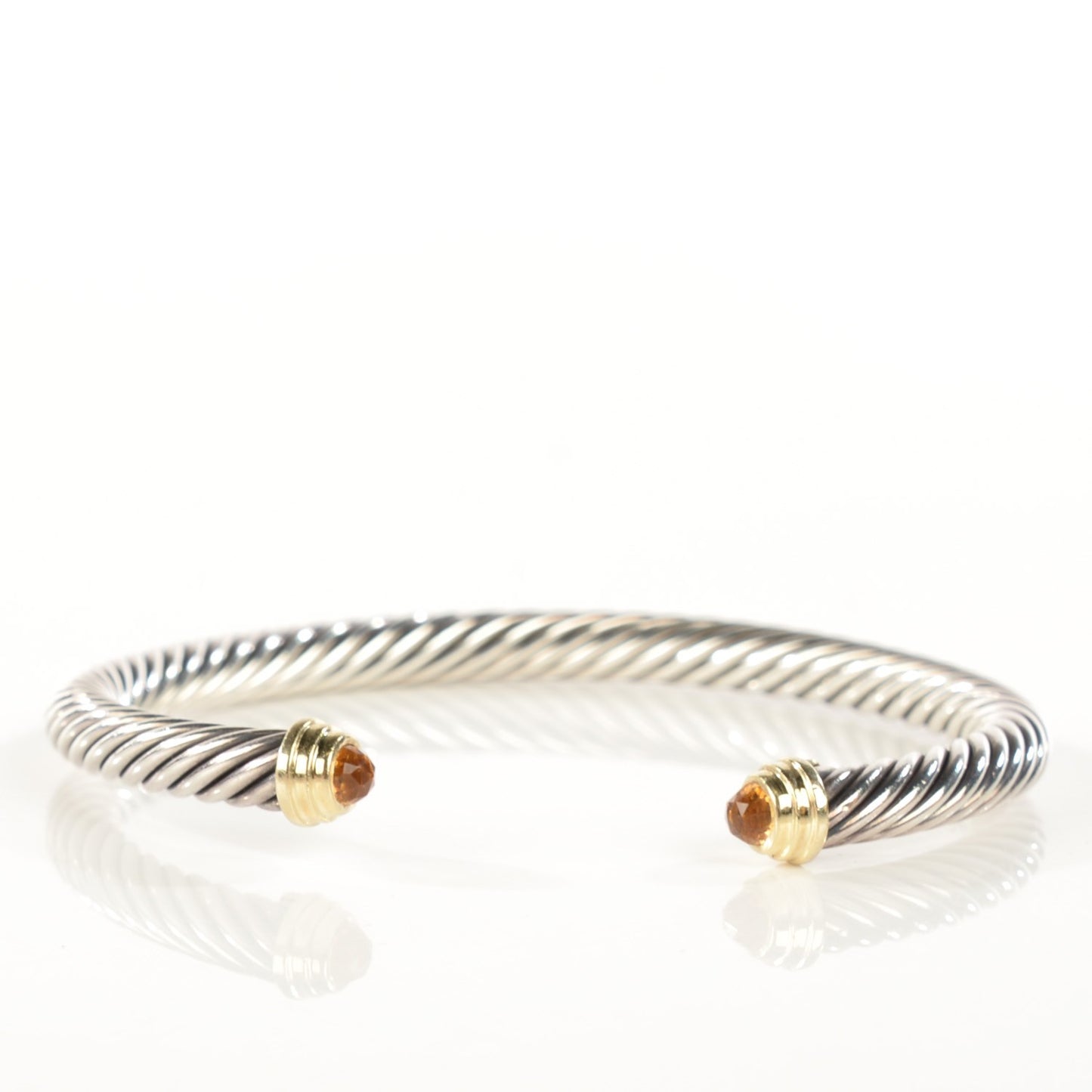 Sterling Silver 14K Yellow Gold Citrine 5mm Cable Classics Petite Color Bracelet
