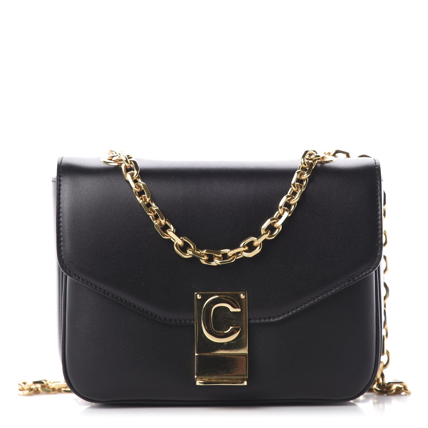 Shiny Calfskin Small C Bag Black