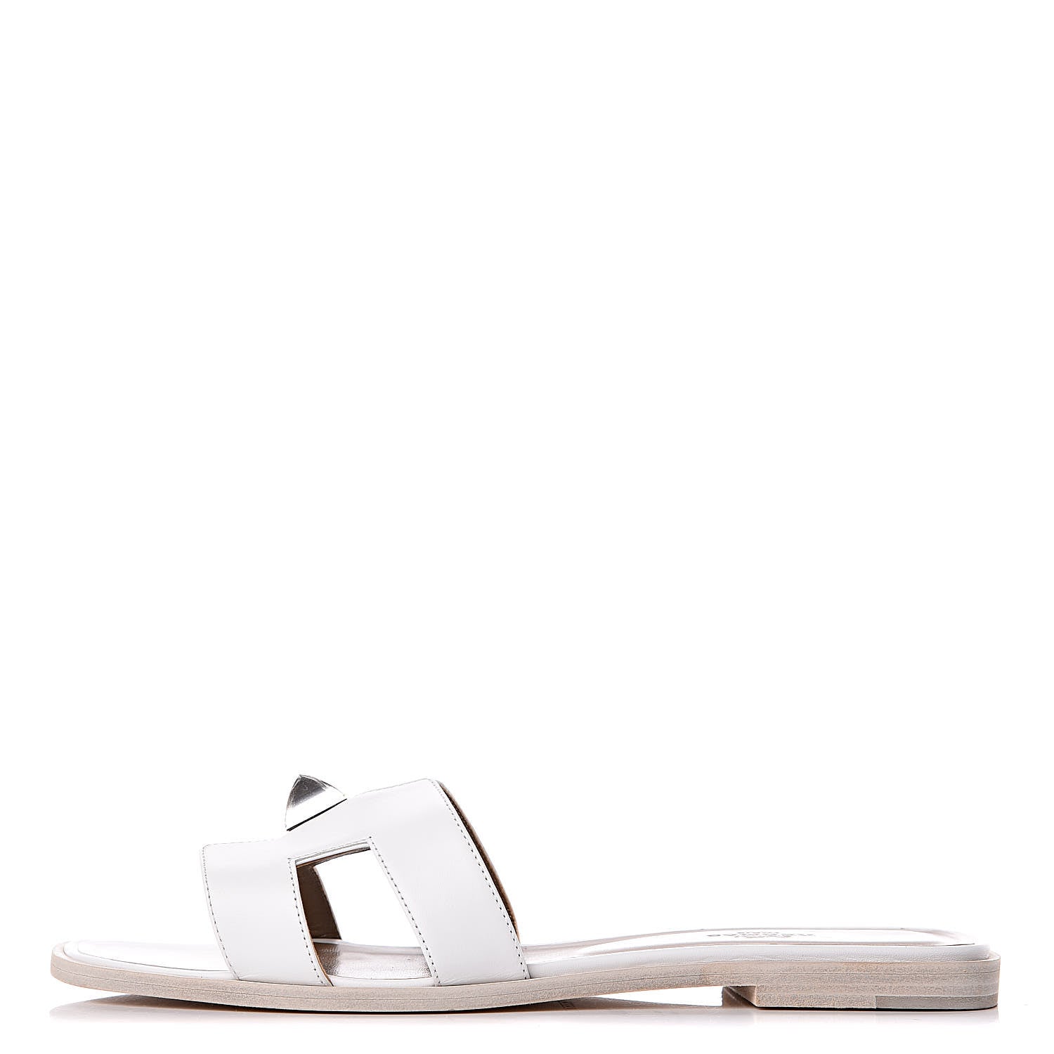 Hermes Box Calfskin Clous Pyramide Oran Sandals 39.5 White 1 of 9