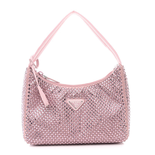 Satin Crystal Mini Re-Edition 2000 Bag Alabastro