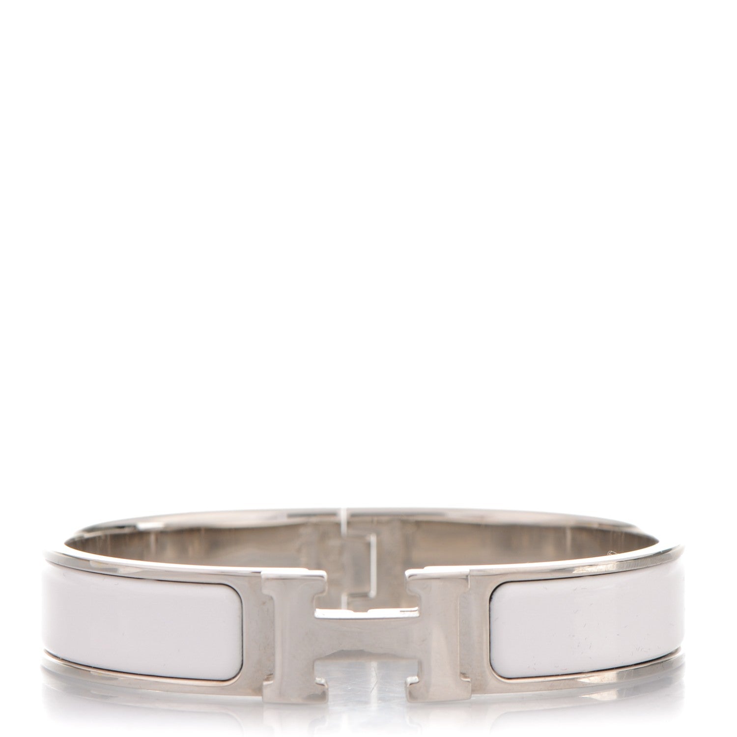 Hermes Enamel Narrow Clic Clac H Bracelet PM White 1 of 4