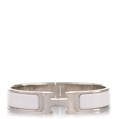 Hermes Enamel Narrow Clic Clac H Bracelet PM White 1 of 4