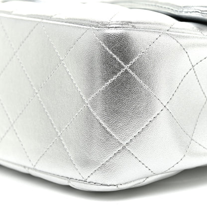 Chanel Metallic Lambskin Quilted Jumbo Single Flap Silver 10 of 11
