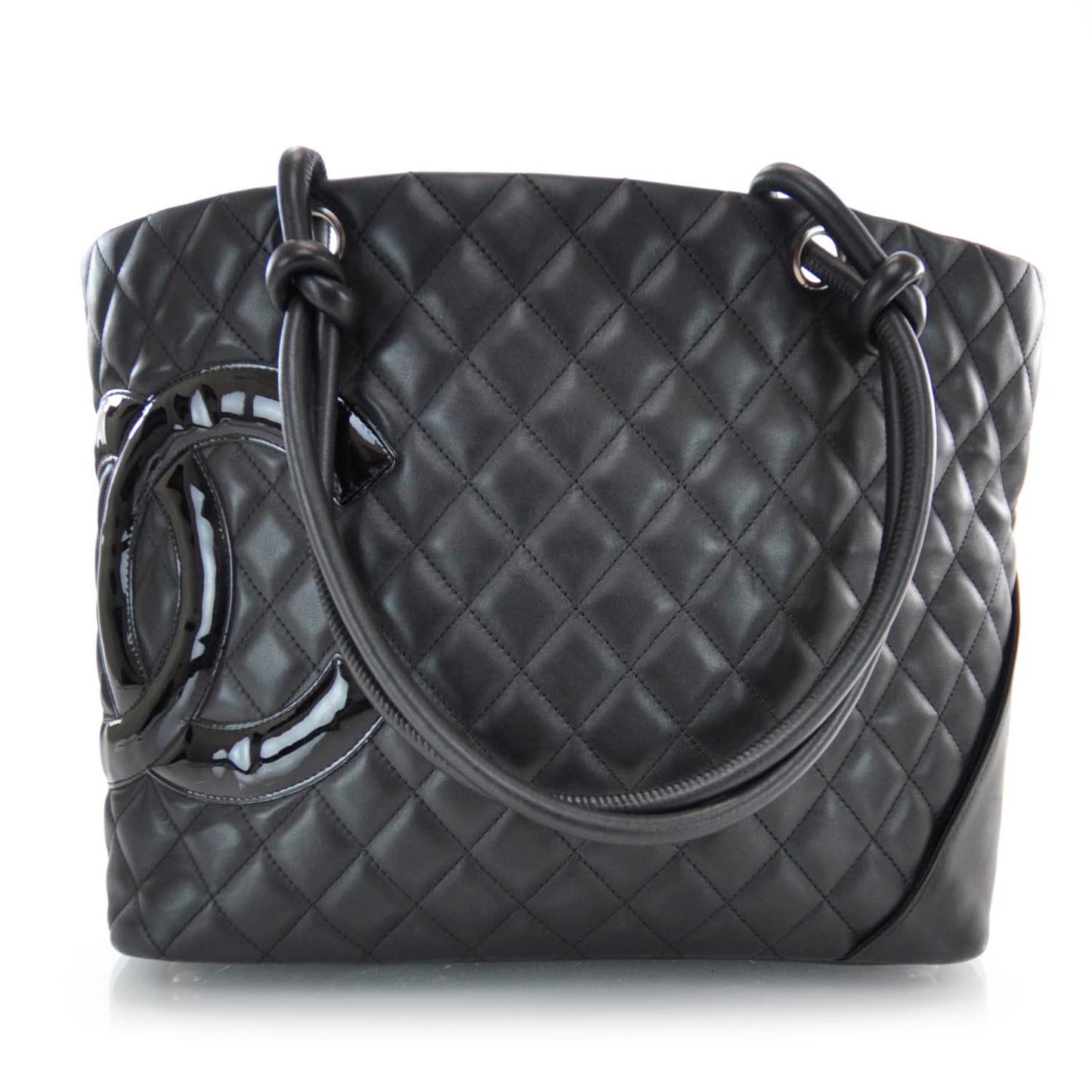 Calfskin Quilted Large Cambon Tote Black