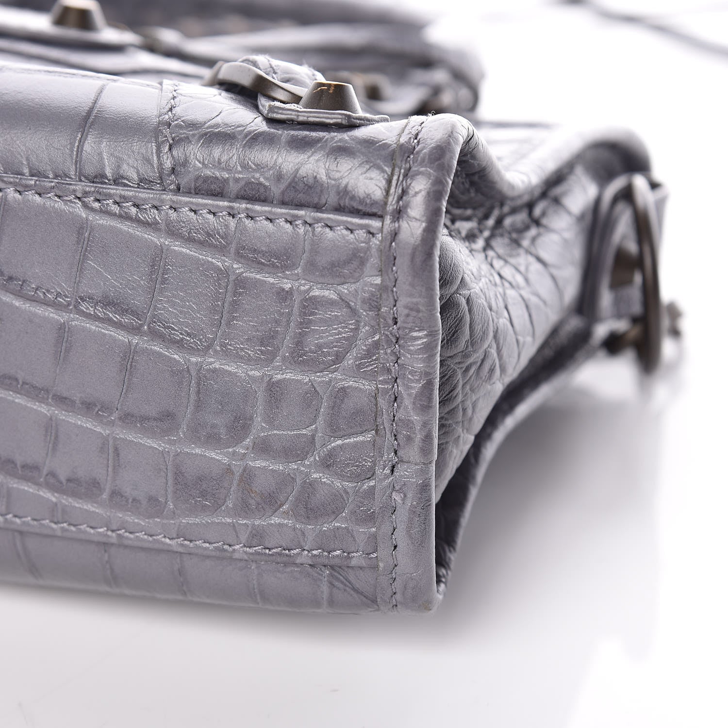 Balenciaga Calfskin Crocodile Embossed Classic Hardware Mini City Gris Beton 11 of 11