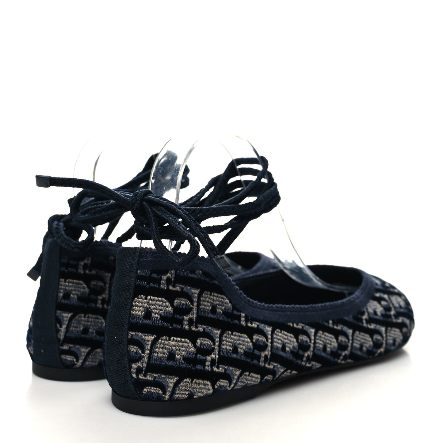 Velvet Oblique Poeme Laced Ballerina Flats 40 Blue