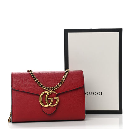 Gucci Calfskin GG Marmont Chain Wallet Vulcanic Red 11 of 11