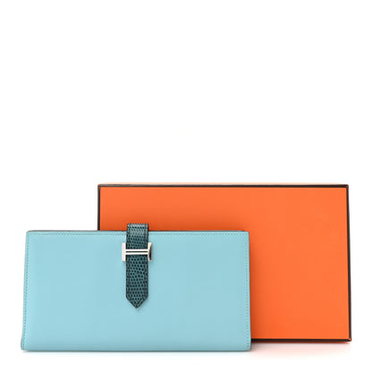 Hermes Tadelakt Lizard Bearn Gusset Wallet Bleu Atoll Bleu Petrole 11 of 11