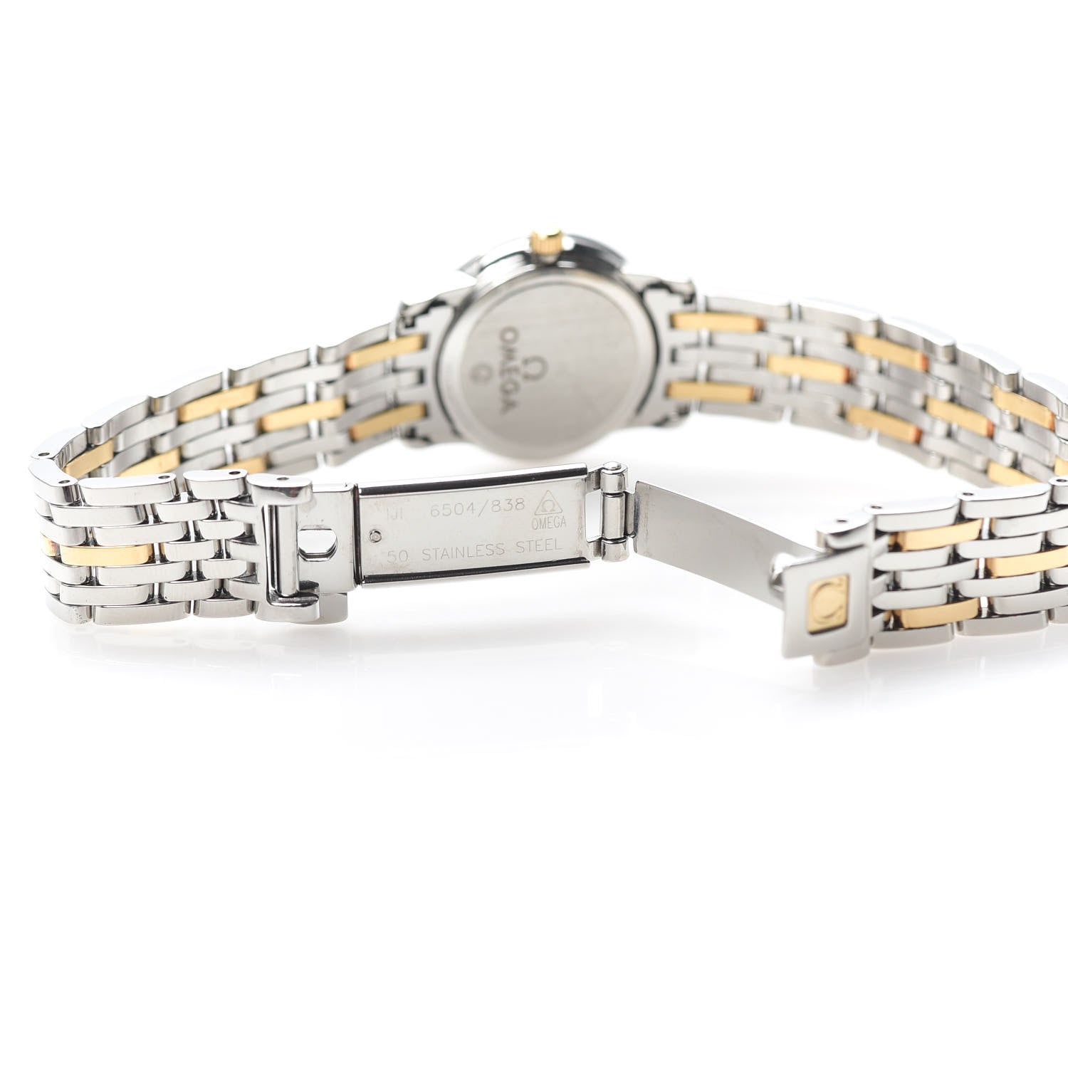Omega Stainless Steel 18K Yellow Gold Mother of Pearl 22mm De Ville Quartz Watch 4370.71 5 of 6