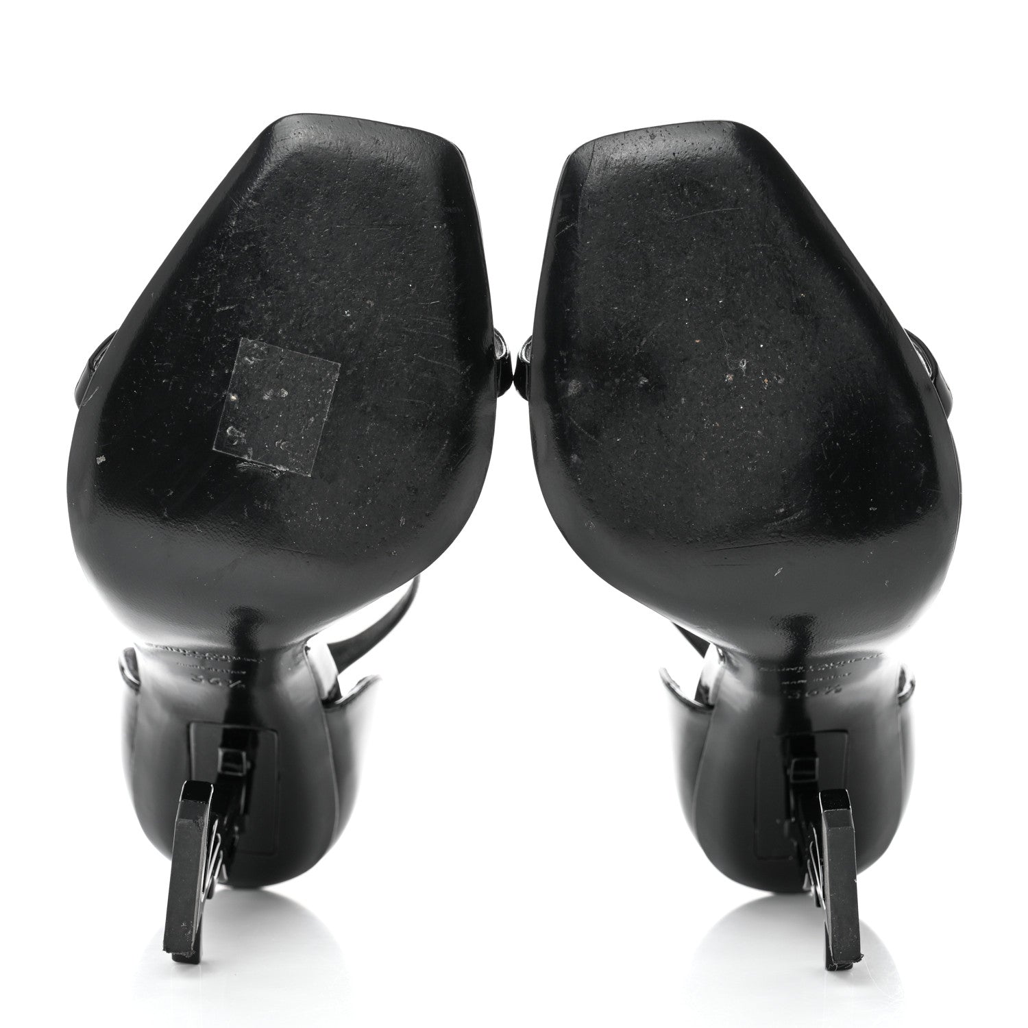 Saint Laurent Patent Calfskin Opyum Sandals 36.5 Black 5 of 9