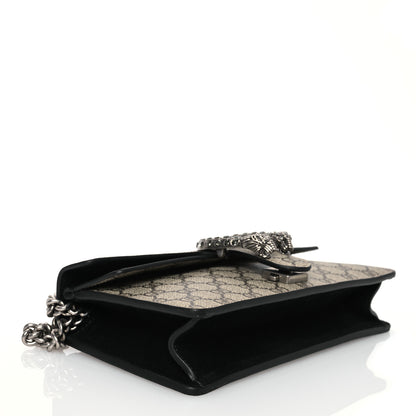 Gucci GG Supreme Monogram Suede Crystal Small Dionysus Shoulder Bag Beige Ebony Black 4 of 13