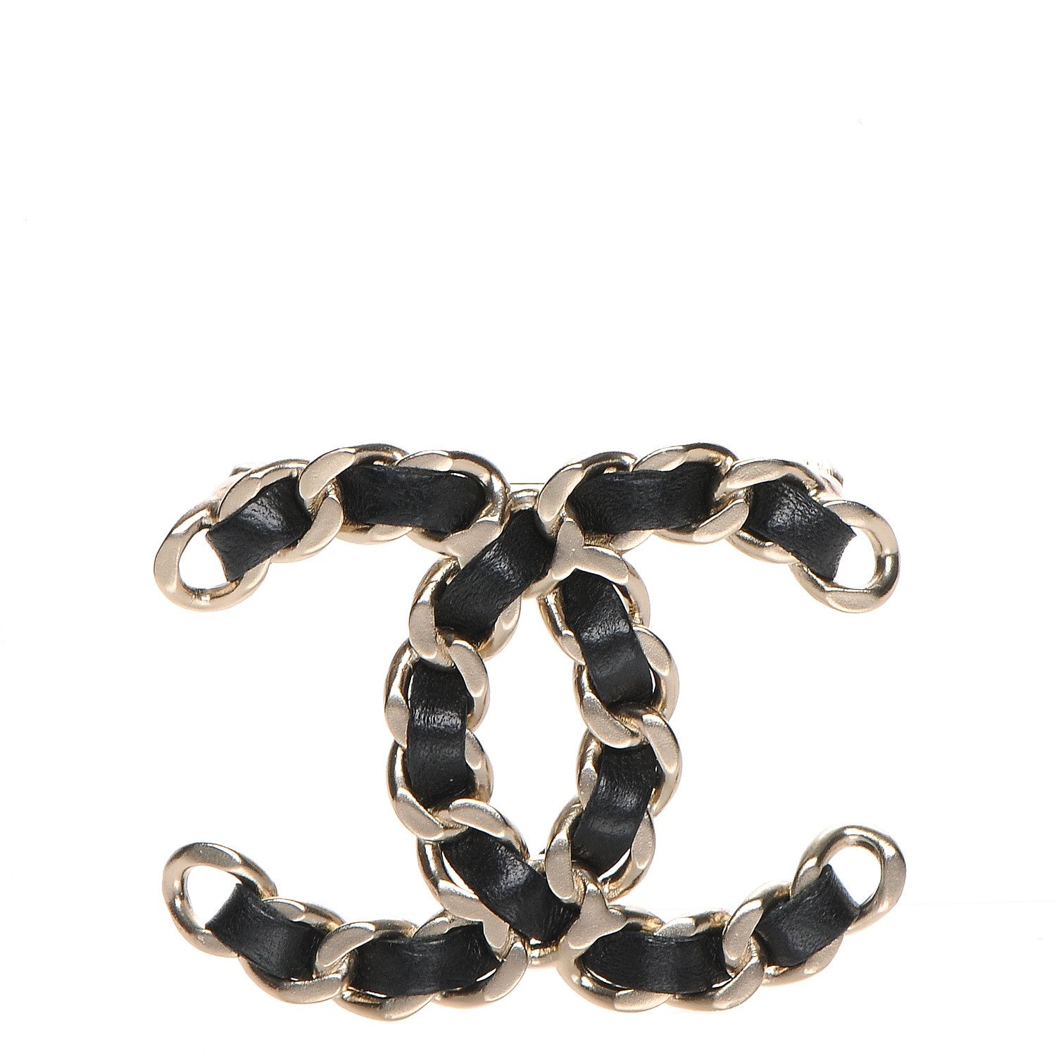 Chanel Lambskin Chain CC Brooch Black Gold 1 of 5
