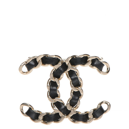 Chanel Lambskin Chain CC Brooch Black Gold 1 of 5