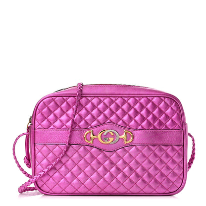 Gucci Laminated Nappa Trapuntata Small Zumi Shoulder Bag Fuxia 1 of 10
