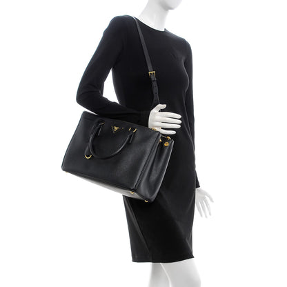 Prada Saffiano Medium Galleria Double Zip Tote Black 2 of 10
