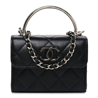 Chanel Lambskin Quilted Mini Metal Top Handle Flap Clutch With Chain  Black 1 of 10