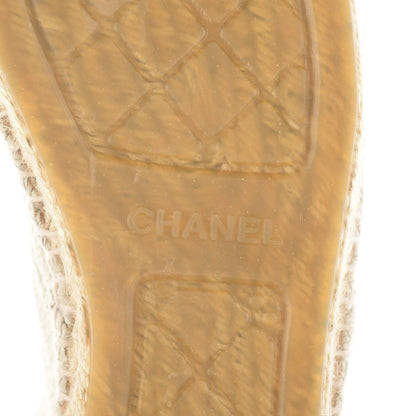 Chanel Crackled Calfskin High Top Espadrilles 41 Light Beige Black 7 of 8