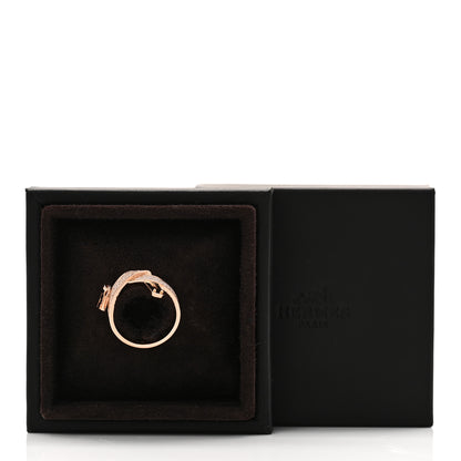 Hermes 18K Rose Gold Diamond Kelly Gavroche Ring 52 6 7 of 7