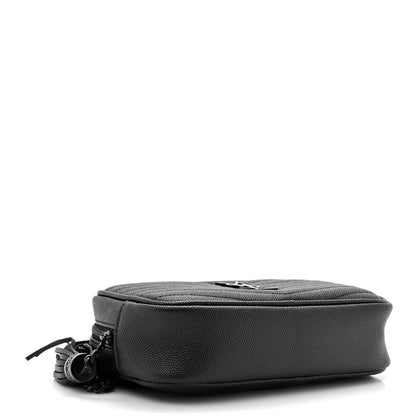 Saint Laurent Grain De Poudre Matelasse Monochrome Monogram Mini Lou Camera Bag Black 4 of 11