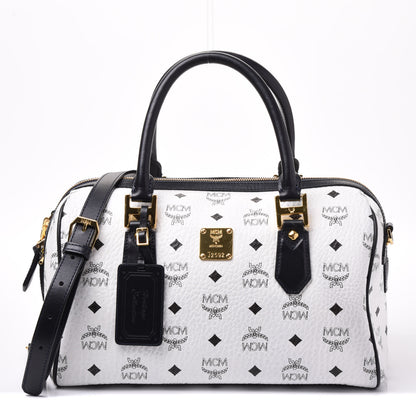 MCM Visetos Heritage Boston Satchel White 1 of 11