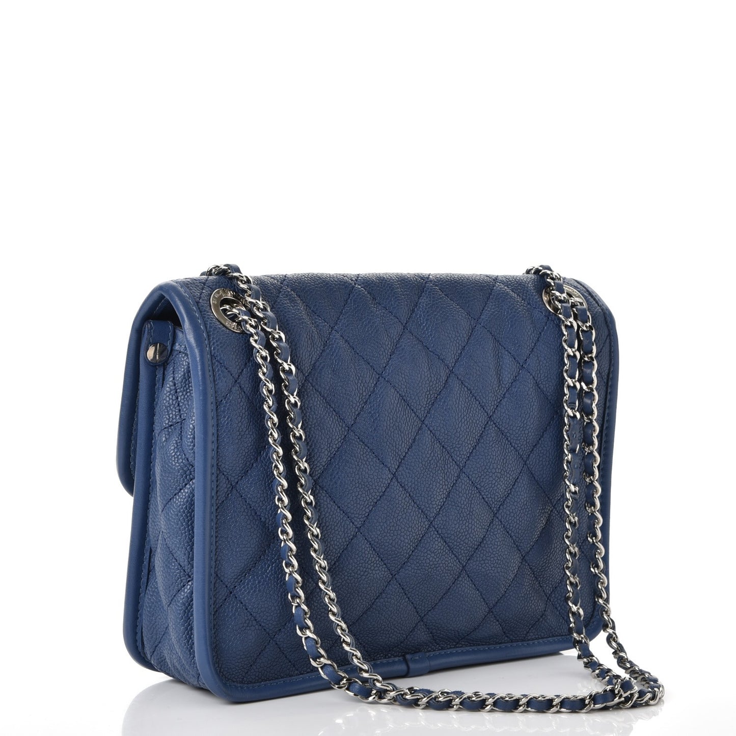 Caviar Quilted Mini French Riviera Flap Blue