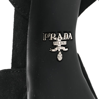 Prada Camoscio Crisscross Platform 95mm Sandals 38.5 Black 8 of 10