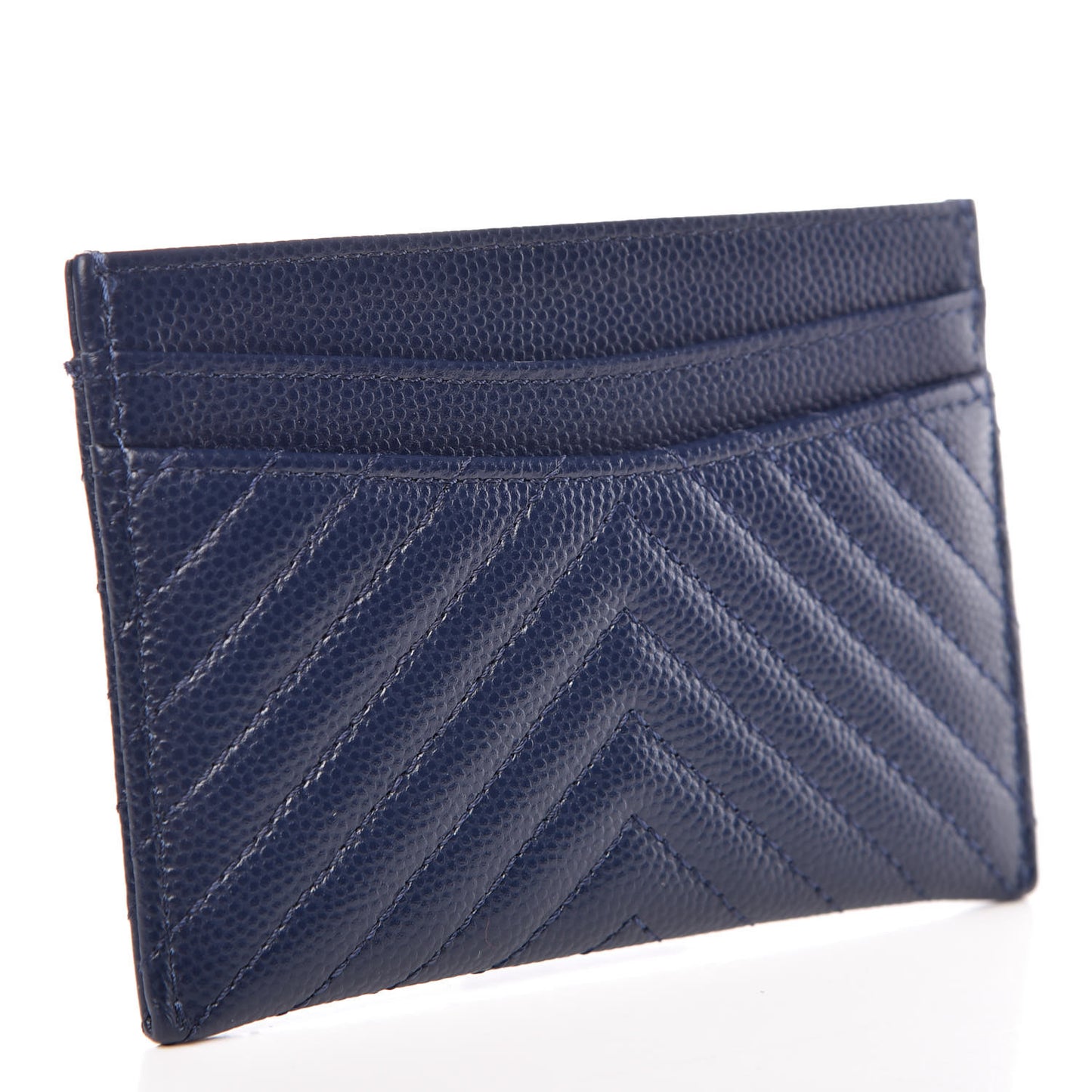 Caviar Chevron Quilted Card Holder Navy