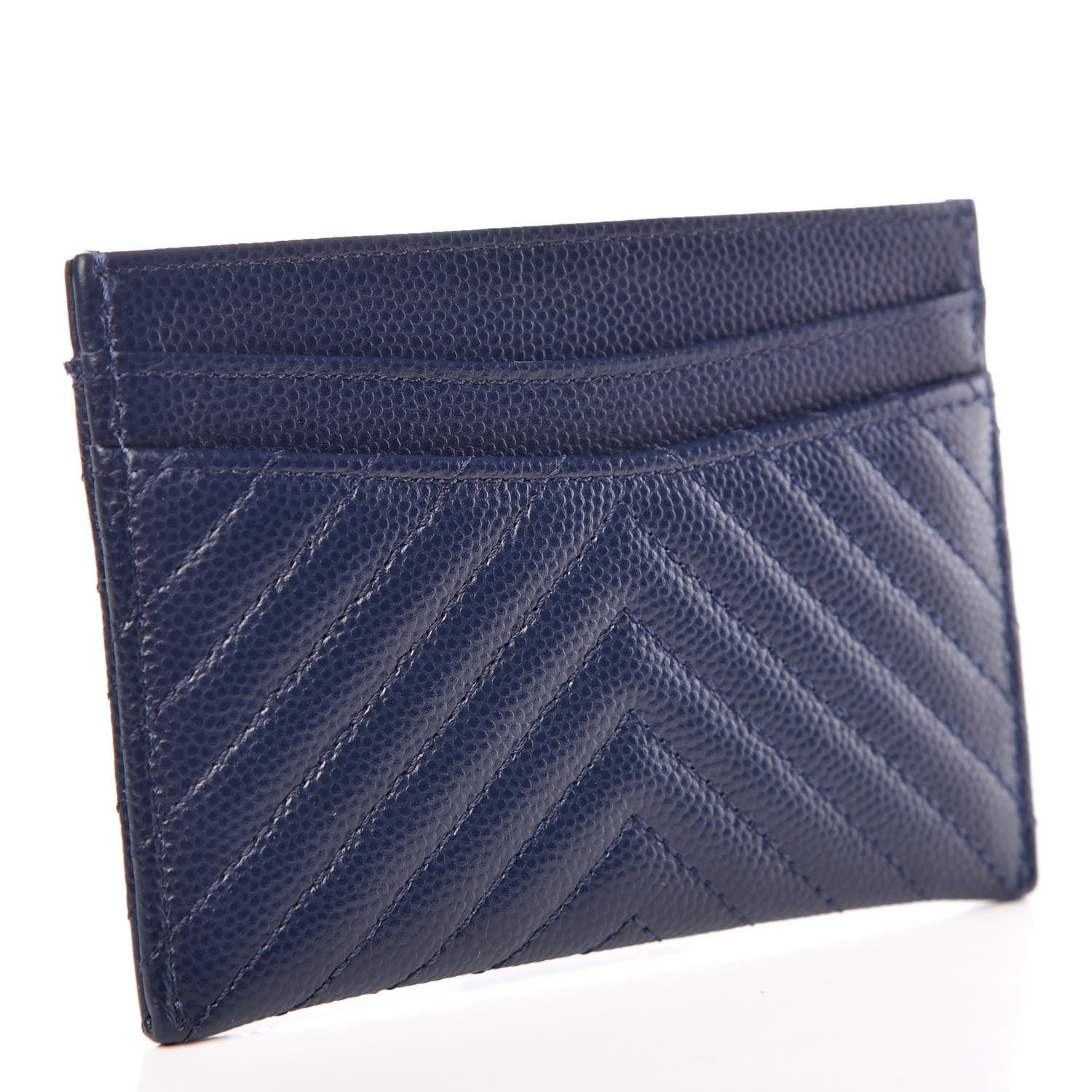 Chanel Caviar Chevron Quilted Card Holder Navy 3 of 10