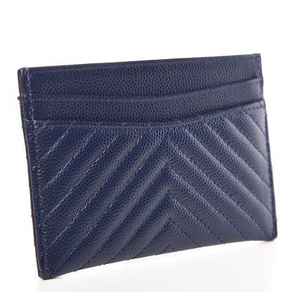 Chanel Caviar Chevron Quilted Card Holder Navy 3 of 10