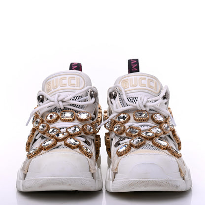 Gucci X SEGA Mesh Calfskin Suede Removable Crystals Womens Flashtrek Sneakers 38.5 Great White 2 of 23